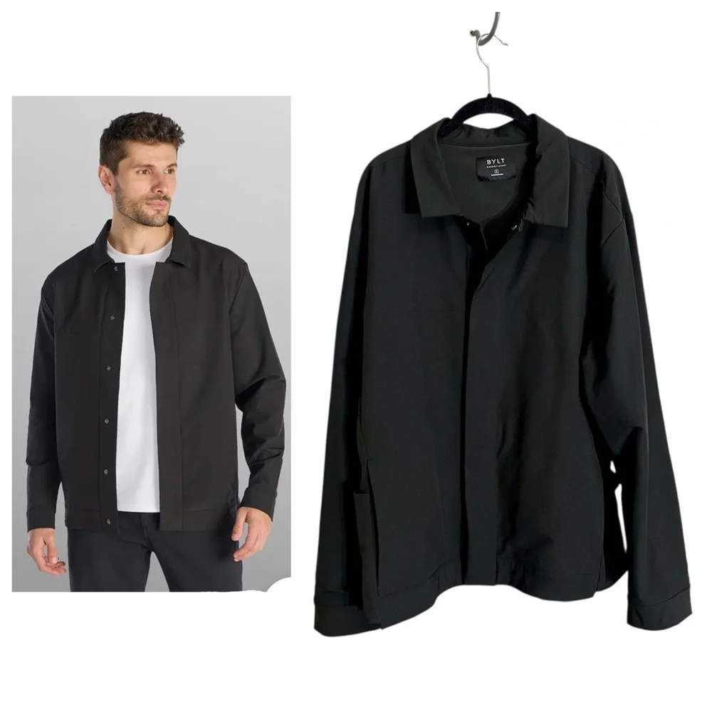 BYLT men’s district jacket black stretch classic size XL snap button up - Picture 1 of 16